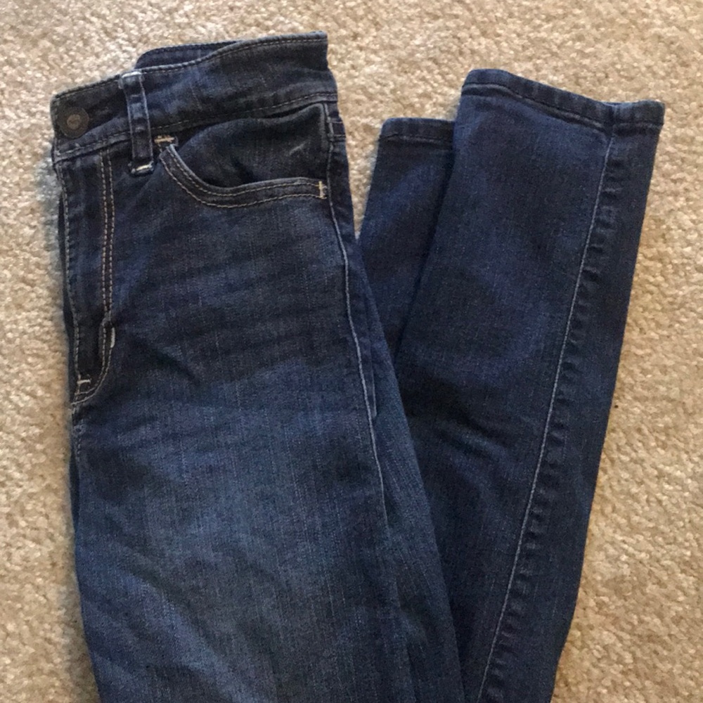 high waisted dark wash skinny jeans